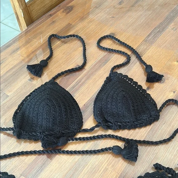 Veronica Beard Black Knitted Bikini Set - Picture 2 of 14